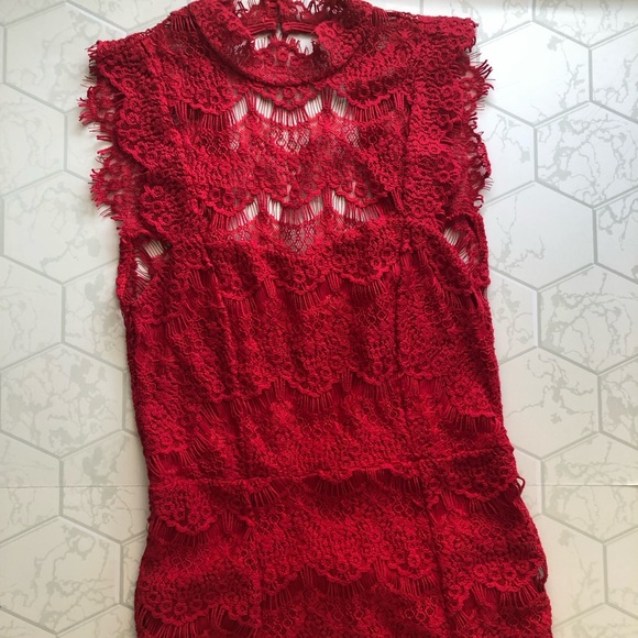 Free People Daydream Lace Dress in Cherry NWT - Picture 4 of 15